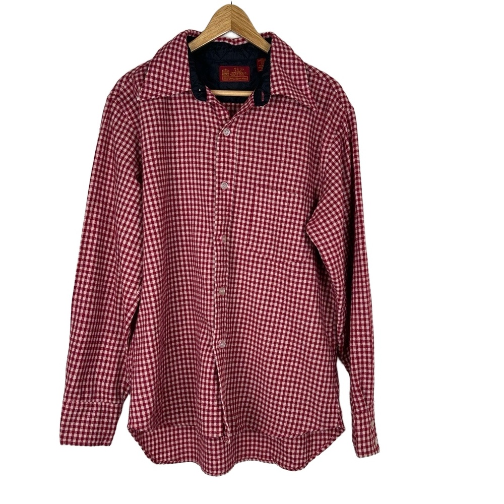 Kings Road Sears Mens Red White Gingham Shirt Large Front‎ Pocket Logger Outdoor